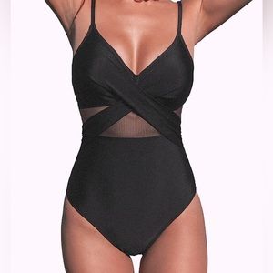 Cupshe Black Wrap One Piece